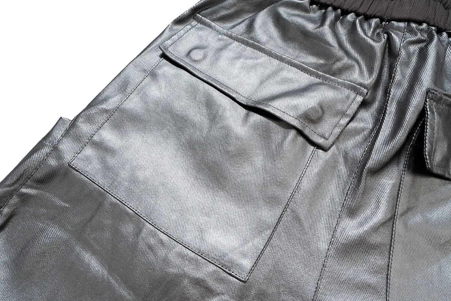 Silver Waxed Baggy Parachute Pant Hominus Denim