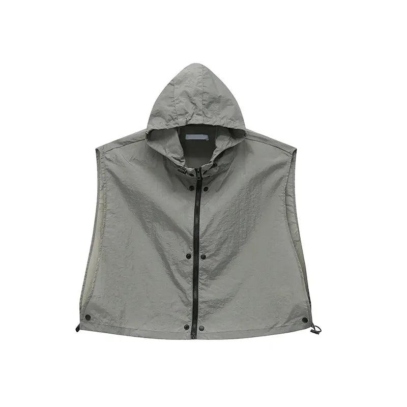 Sleeveless Hooded Zip Jacket