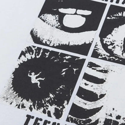 Splashed Ink Comic Print Logo Embroidered Short Sleeves Tee