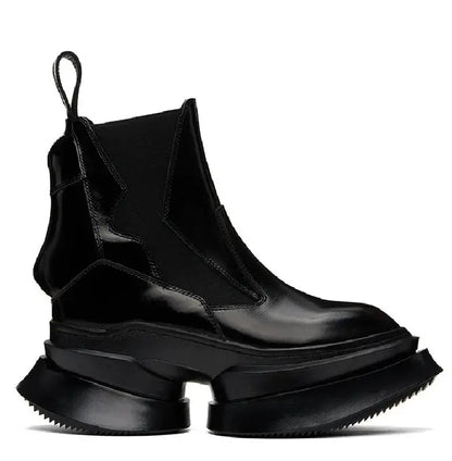 Spring Autumn New Punk Style Chunky Sole Platform Strange Heels Genuine Leather Slip-On Men High Top Chelsea Boots 2411 Hominus Denim