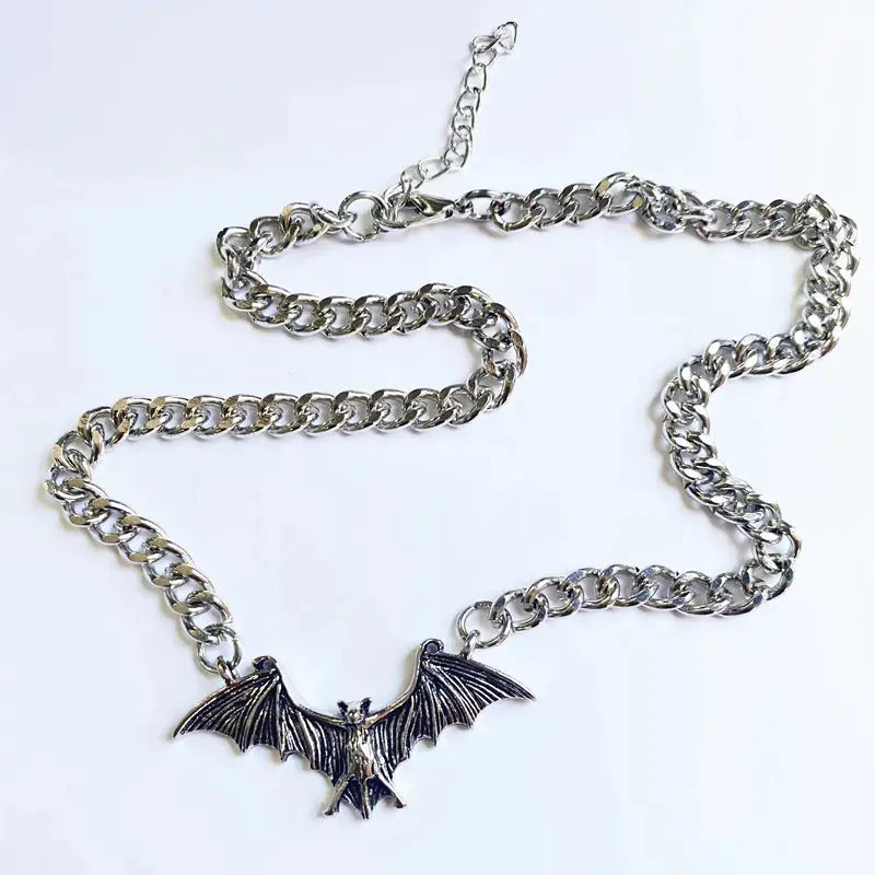 Stainless Gothic Bat Chain Necklace