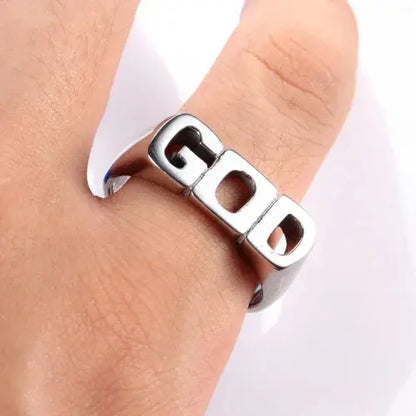 Stainless steel men ring gothic finger comfortable high quality drop shipping simple god letter jewelry Hominus Denim