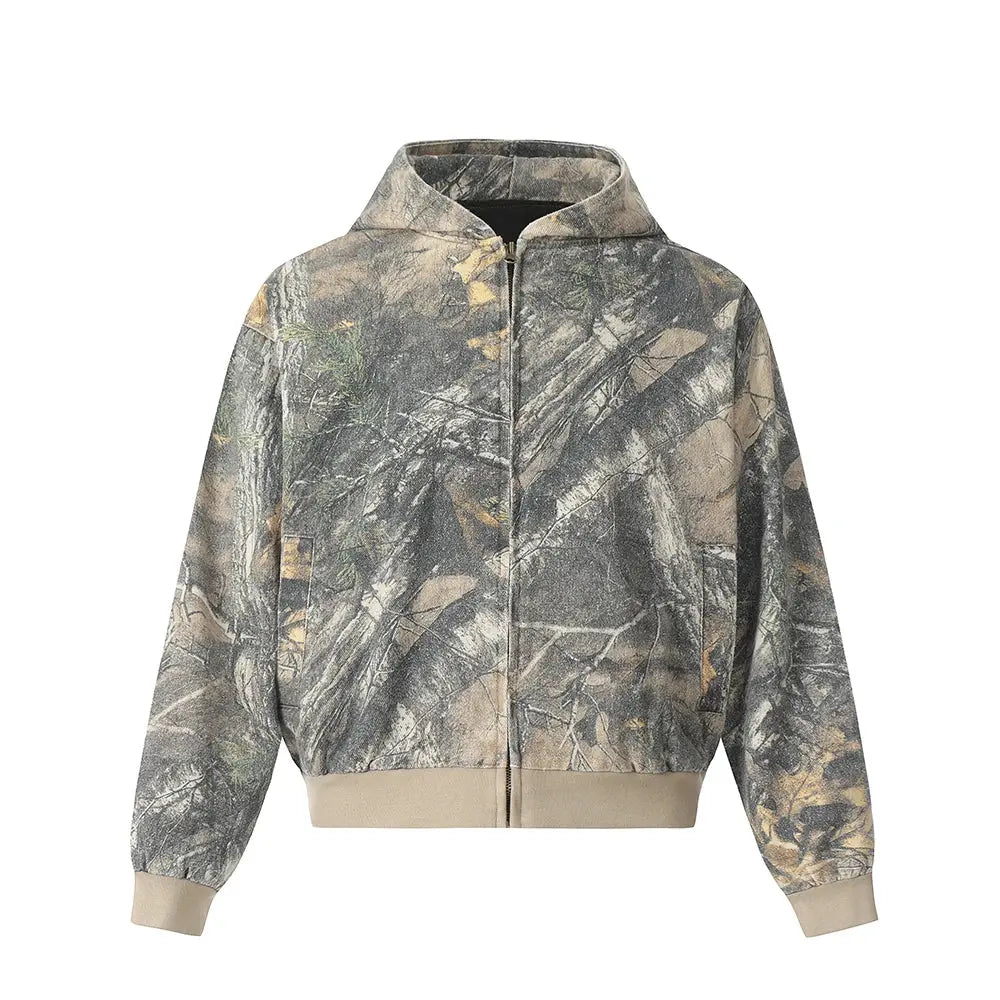 Streetwear Camouflage Zipper Hooded Jacekt for Men and Women Ropa Hombre Windbreaker Coat Oversized Autumn Outwear Clothes Hominus Denim