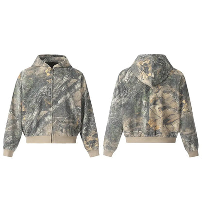 Streetwear Camouflage Zipper Hooded Jacekt for Men and Women Ropa Hombre Windbreaker Coat Oversized Autumn Outwear Clothes Hominus Denim