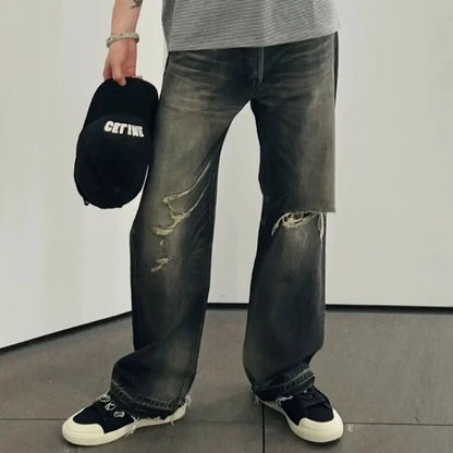Streetwear Damaged Hole Washed Baggy Jeans for Men and Women Streetwear Casual Ropa Hombre Denim Trousers Oversized Cargo Pants Hominus Denim