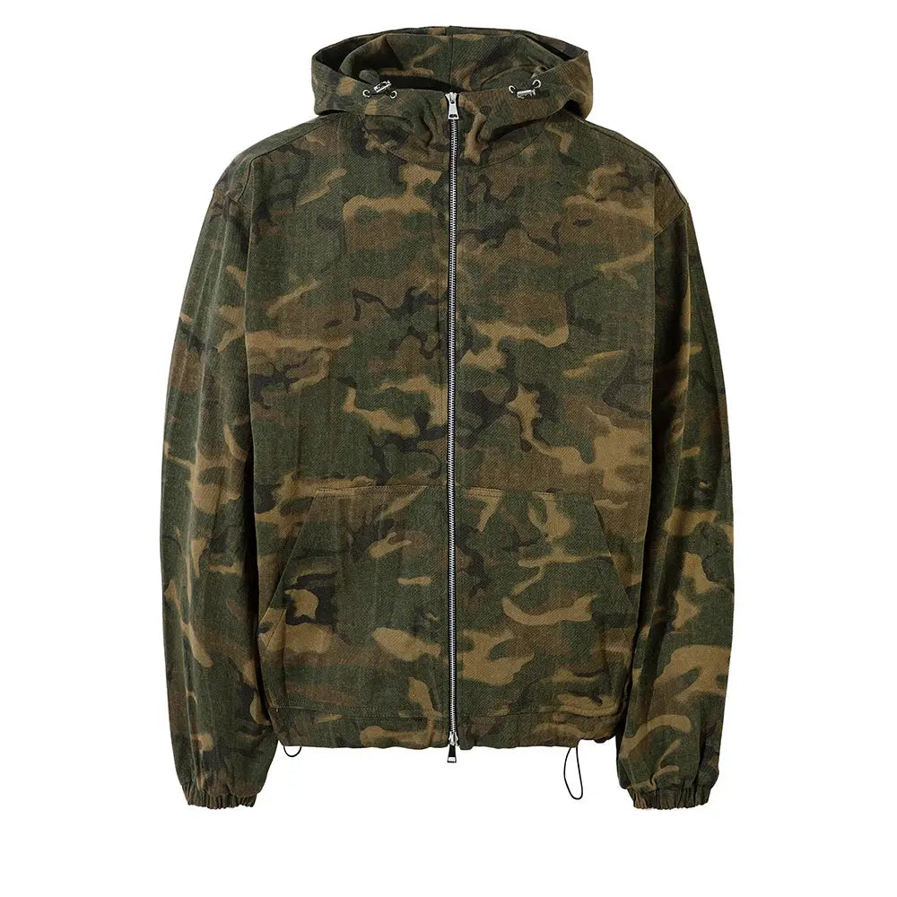 Streetwear Zipper Hooded Camouflage Jacket for Men and Women Patchwork Baggy Casual Windbreaker Coats Loose Autumn Clothes Hominus Denim