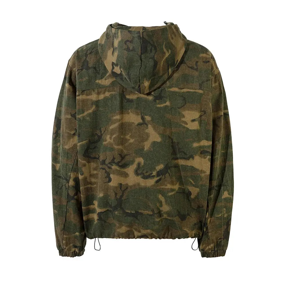 Streetwear Zipper Hooded Camouflage Jacket for Men and Women Patchwork Baggy Casual Windbreaker Coats Loose Autumn Clothes Hominus Denim