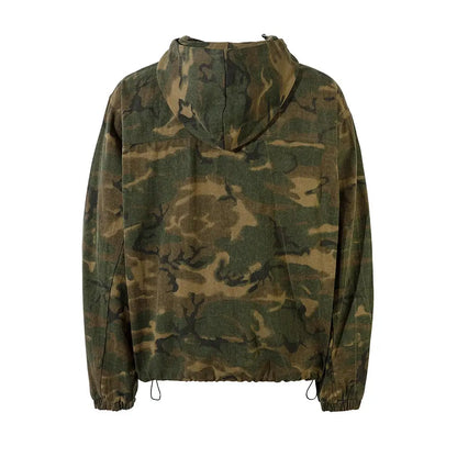 Streetwear Zipper Hooded Camouflage Jacket for Men and Women Patchwork Baggy Casual Windbreaker Coats Loose Autumn Clothes Hominus Denim