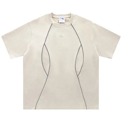 Suede Reflective Striped Short Sleeve Tee