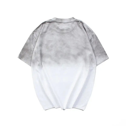 Summer New Holy Sword Print Dirty Dye Baggy Tshirts for Men and Women Streetwear Vintage Loose Casual Short Sleeved T-shirt Hominus Denim
