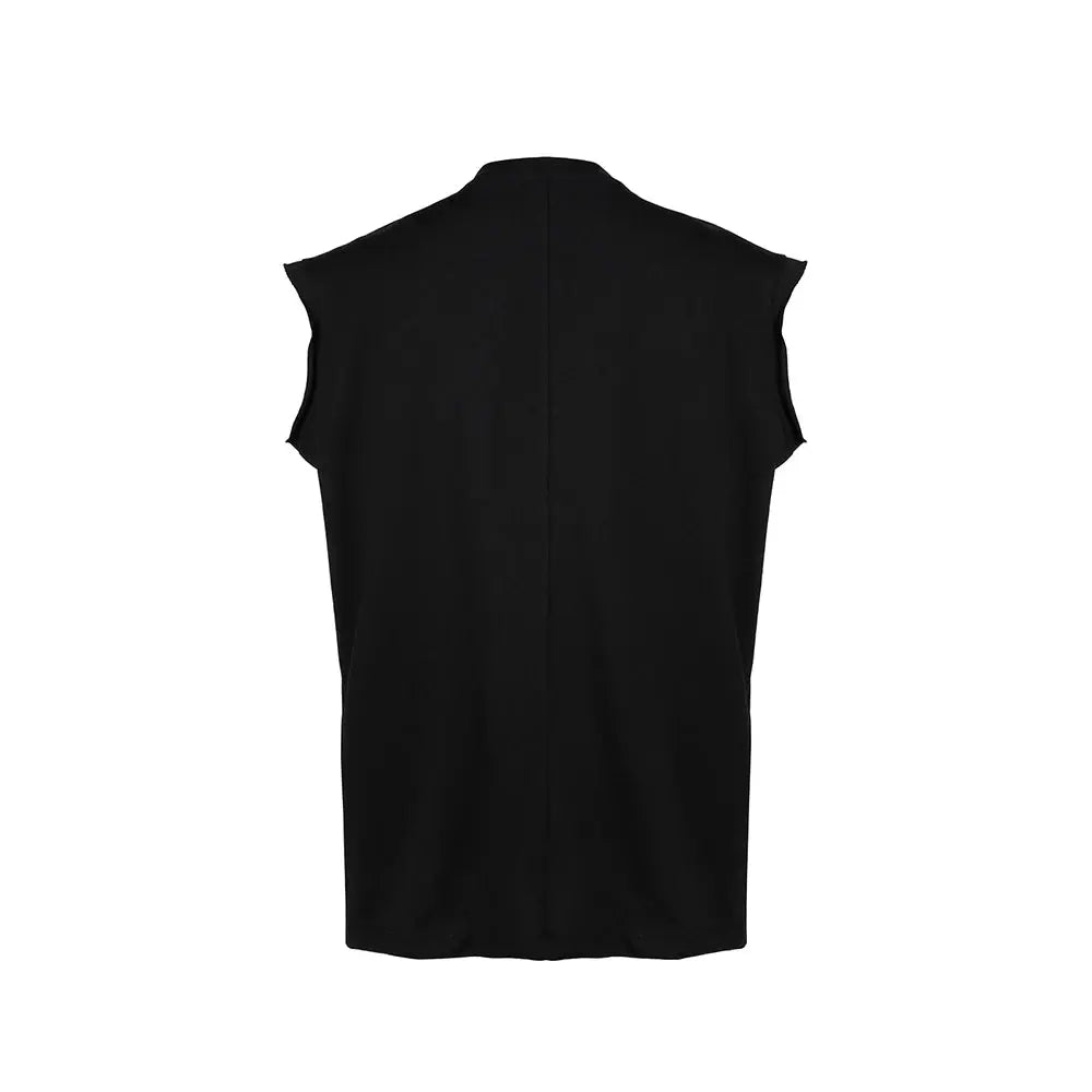 Summer Solid Color Sleeveless Tshirts for Men Crew Neck Pure Cotton Baggy Vest Streetwear Oversized Casual Top Tees Hominus Denim