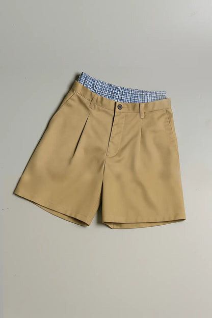 Summer ‘25 Casual Beige Double Waist Short Hominus Denim