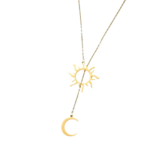 Sun Moon Pendant Necklace Stainless Steel Hominus Denim