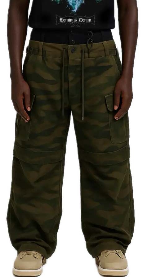 Triple Waistband Camouflage Cargo Baggy Pant Hominus Denim