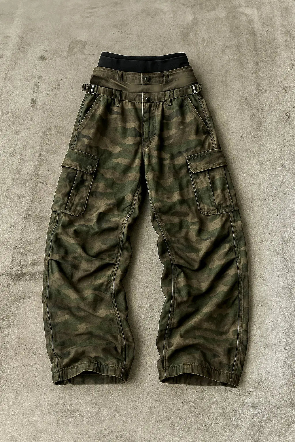 Triple Waistband Camouflage Cargo Baggy Pant Hominus Denim