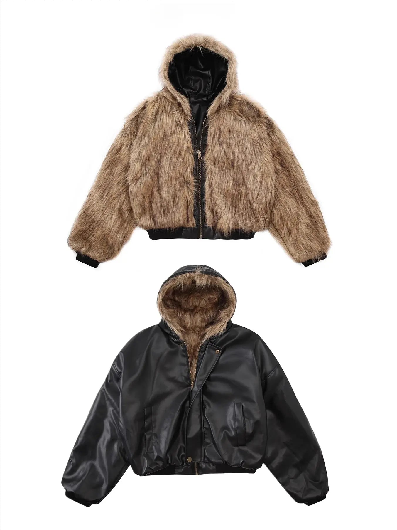 Tung Sung Short Hooded Faux Fur Cotton Coats Trendy Vintage Casual Reversible Coat Fur Integrated Hooded Silhouette Jacket Men Hominus Denim