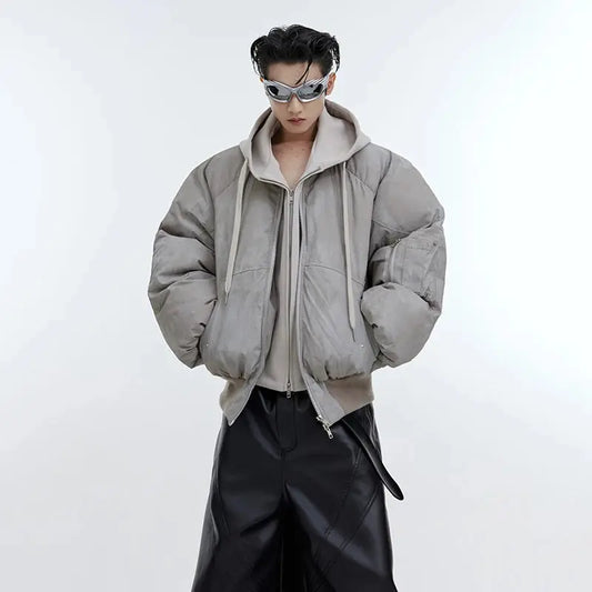 Two Piece Spliced Oversized Hooded Puffer Jacket