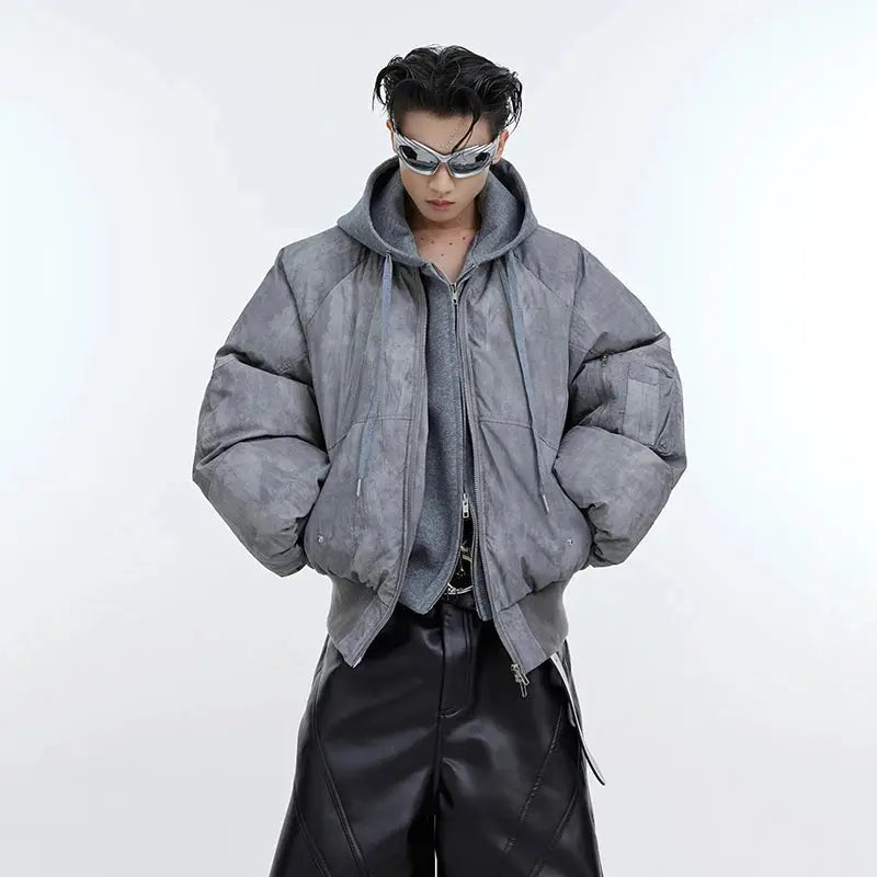 Two Piece Spliced Oversized Hooded Puffer Jacket