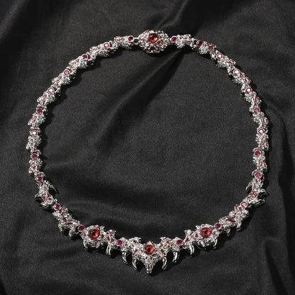 Iced Out Silver Red Eyes Chain Necklace