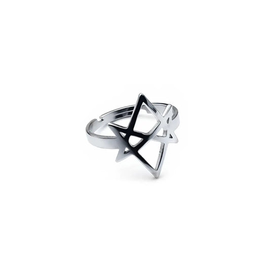 Unicursal Hexagram Stainless Steel Ring