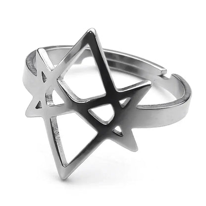 Unicursal Hexagram Stainless Steel Ring