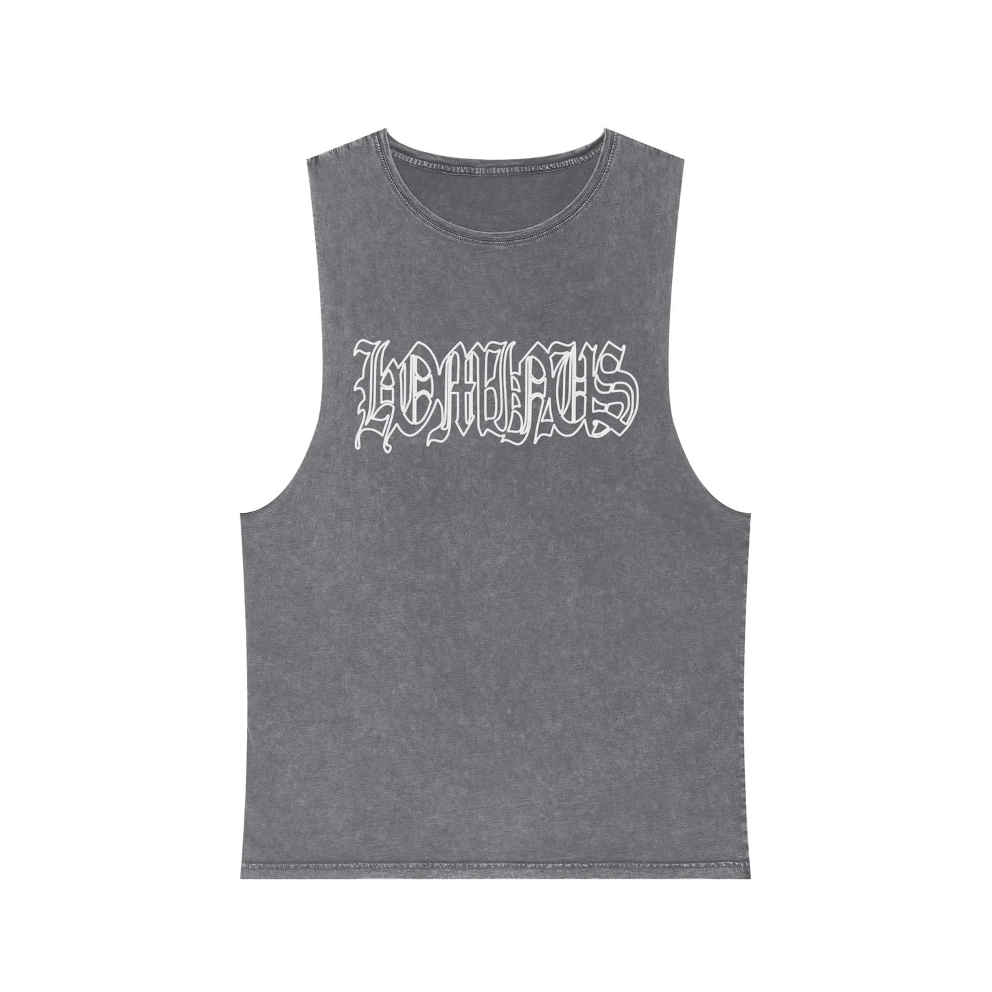 Unisex Stonewash Tank Top with 'Lemlus' Design, Casual Summer Wear, Stylish Fitness Tank, Unique Gift for Music Lovers, Trendy Graphic [...] Printify