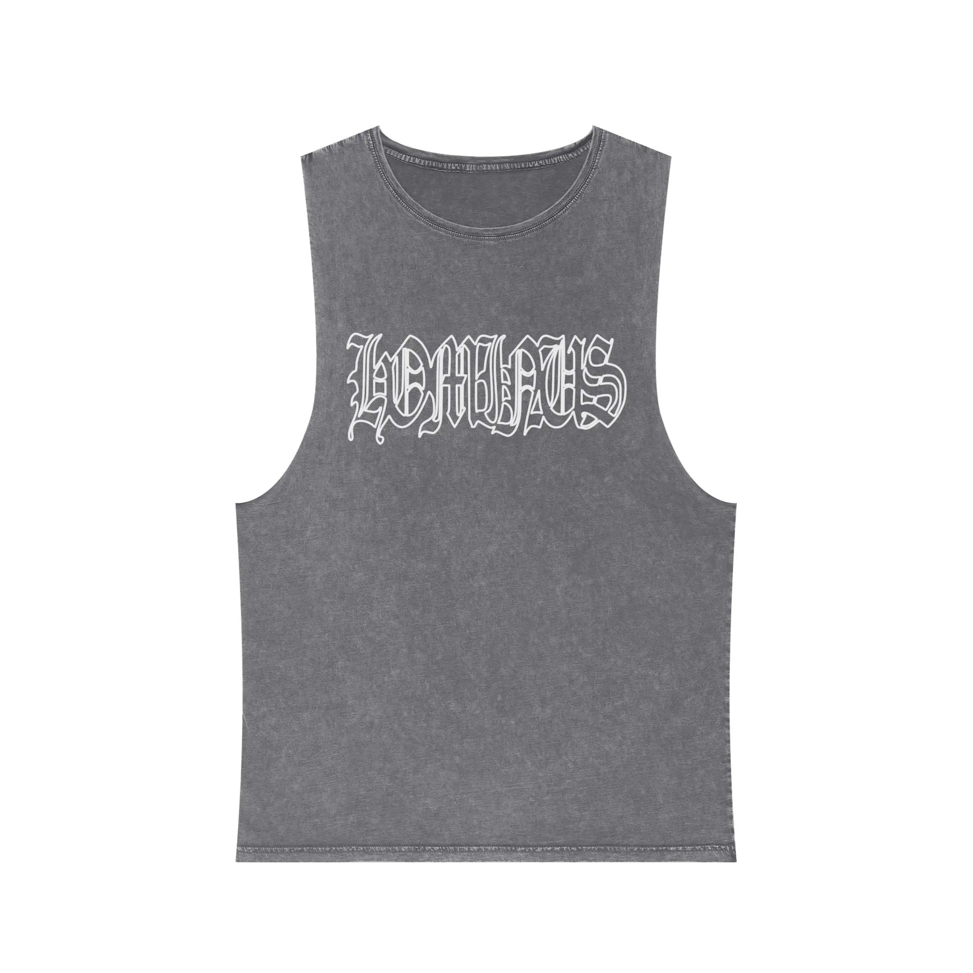 Unisex Stonewash Tank Top with 'Lemlus' Design, Casual Summer Wear, Stylish Fitness Tank, Unique Gift for Music Lovers, Trendy Graphic [...] Printify