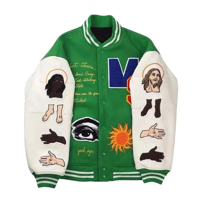 Varsity Y2k Savior Embroidered Patchwork Jacket