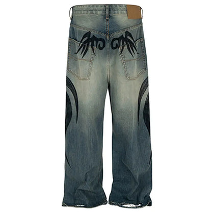 Vintage Baggy Jeans Men's Streetwear Harajuku Hip Hop Jeans Retro Blue Loose Straight Denim Pants Hominus Denim