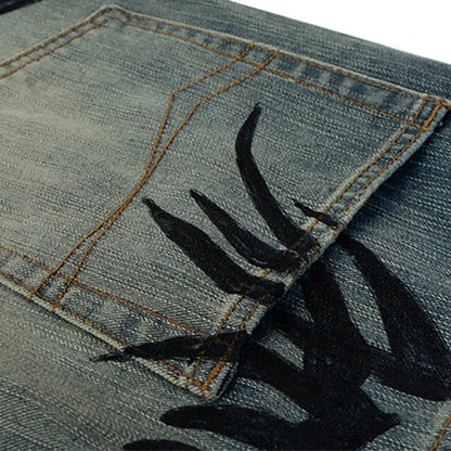 Vintage Baggy Jeans Men's Streetwear Harajuku Hip Hop Jeans Retro Blue Loose Straight Denim Pants Hominus Denim