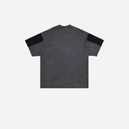Vintage Black Washed Double Stitching Embroidered Tee Hominus Denim