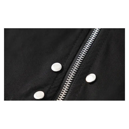 Vintage Black Zipper Short Sleeve Shirt
