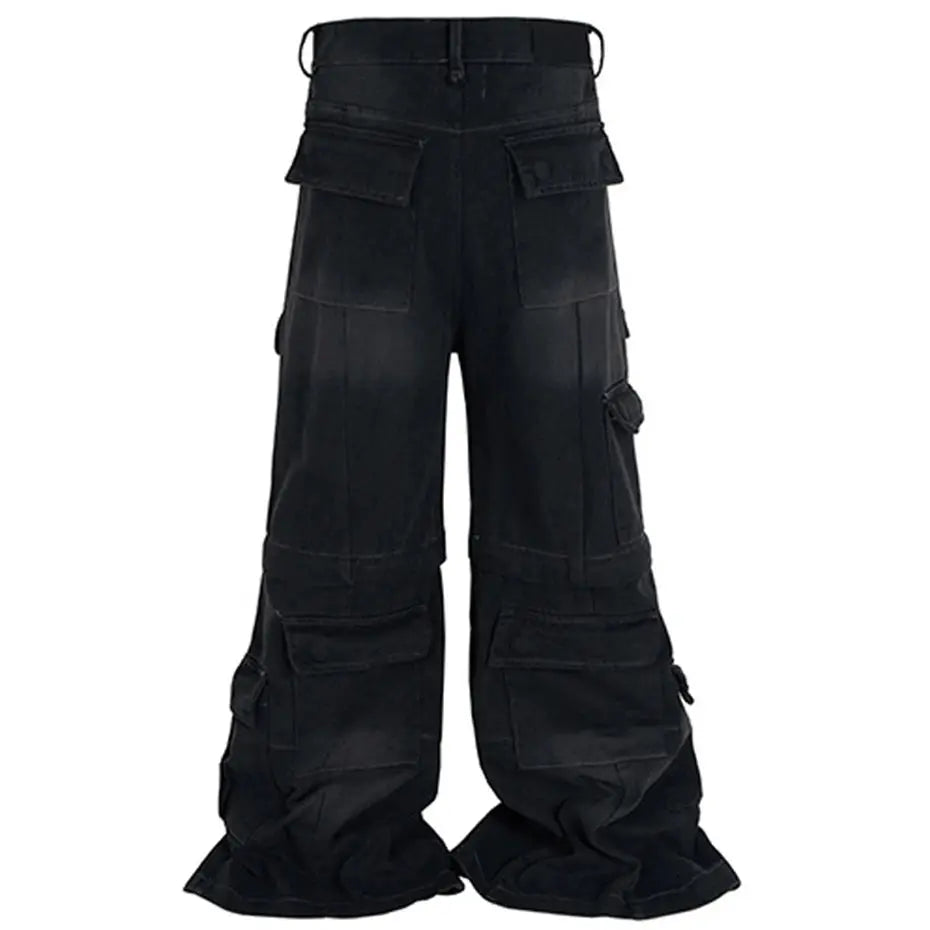 Vintage Blue Baggy Jeans Multi Pocket Loose Wide Leg Denim Pants Men Streetwear Harajuku Hip Hop Jeans Hominus Denim