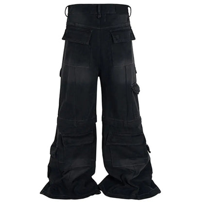 Vintage Blue Baggy Jeans Multi Pocket Loose Wide Leg Denim Pants Men Streetwear Harajuku Hip Hop Jeans Hominus Denim