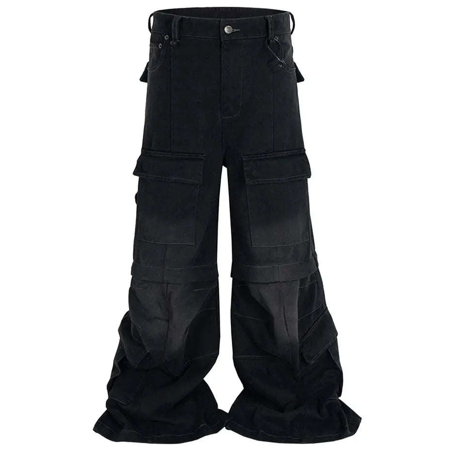 Vintage Blue Baggy Jeans Multi Pocket Loose Wide Leg Denim Pants Men Streetwear Harajuku Hip Hop Jeans Hominus Denim