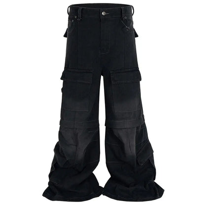 Vintage Blue Baggy Jeans Multi Pocket Loose Wide Leg Denim Pants Men Streetwear Harajuku Hip Hop Jeans Hominus Denim