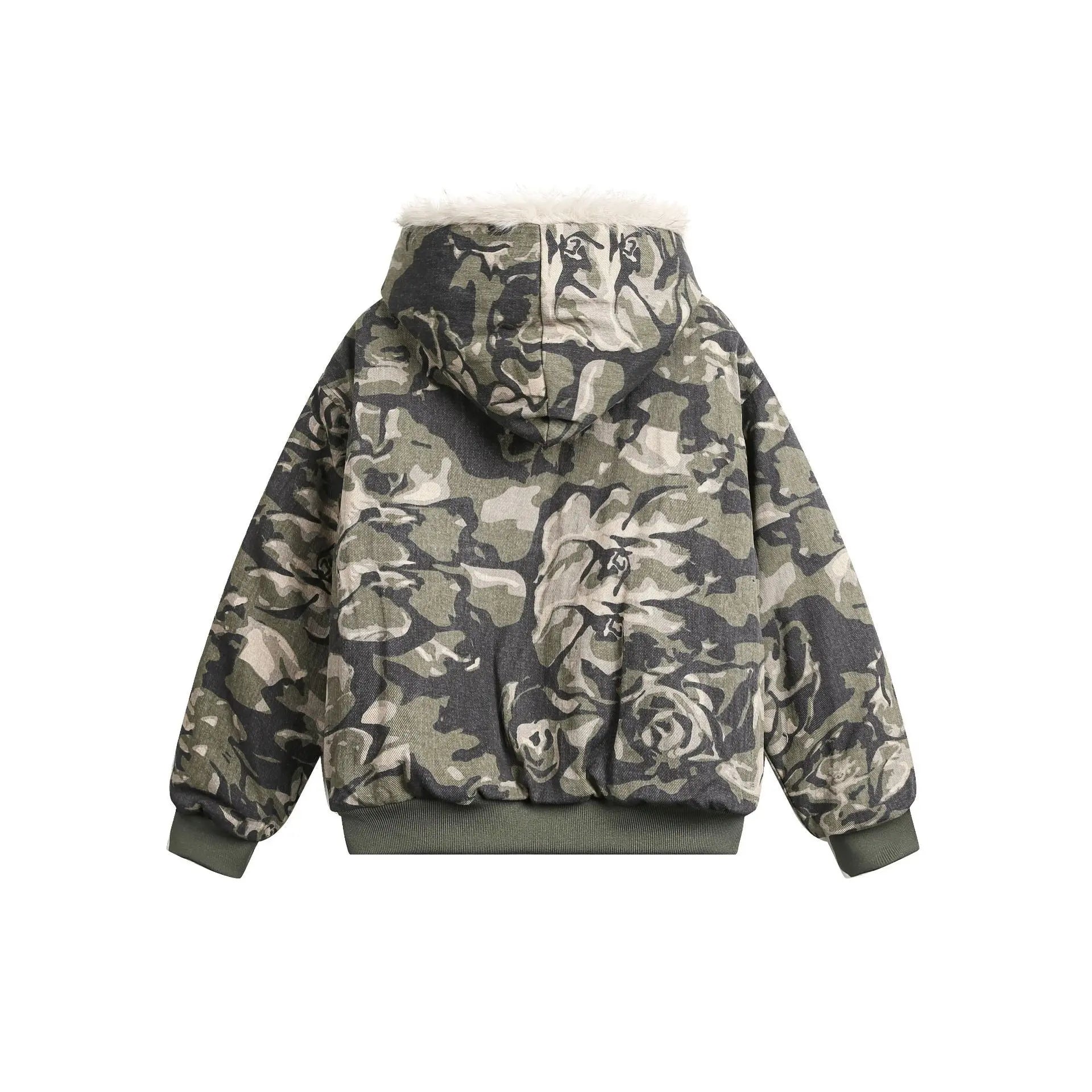 Vintage Camouflage Inside Fur Hooded Jacket Hominus Denim