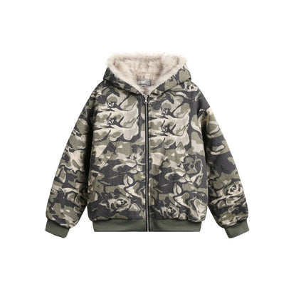 Vintage Camouflage Inside Fur Hooded Jacket Hominus Denim