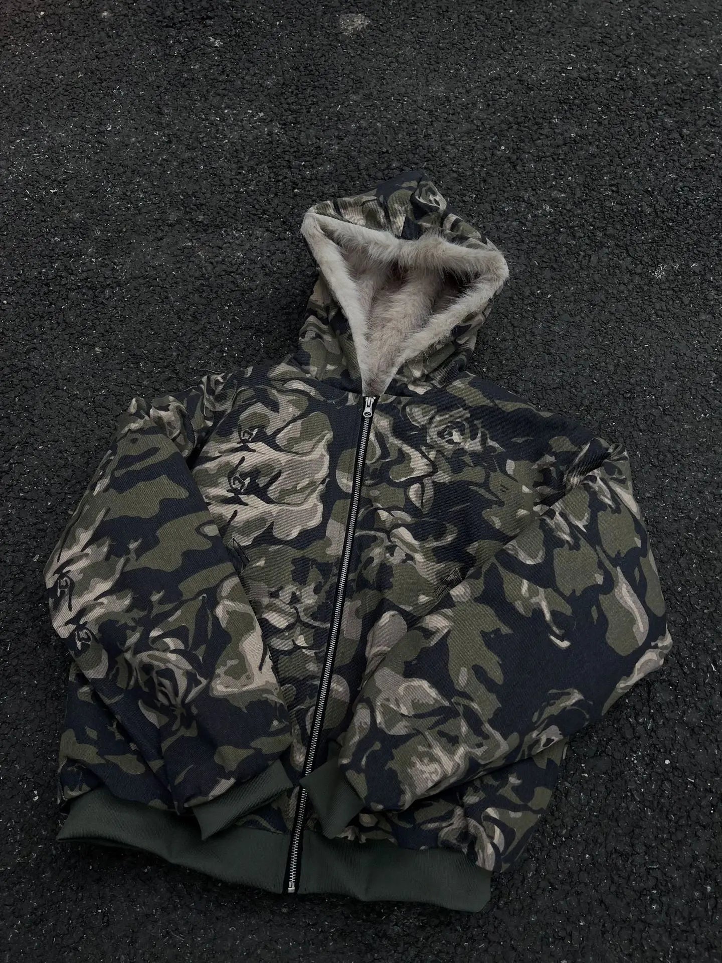 Vintage Camouflage Inside Fur Hooded Jacket Hominus Denim