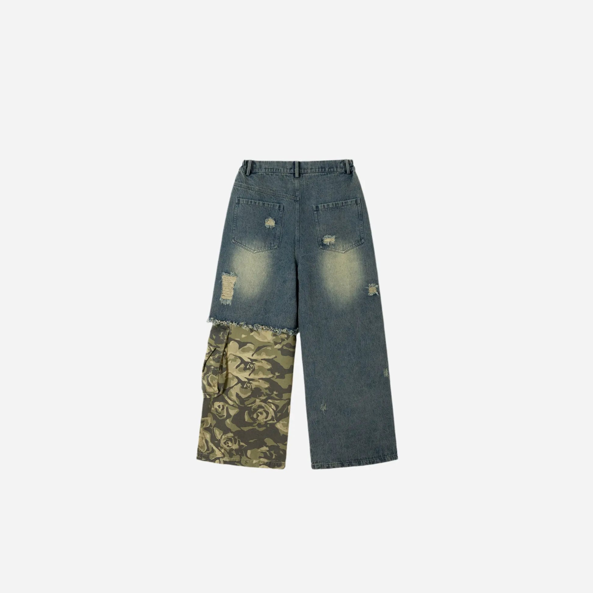 Vintage Destroyed Printed Camouflage Baggy Jean Hominus Denim