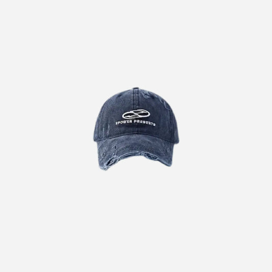 Vintage Distressed Embroidered Logo Baseball Cap Hominus Denim