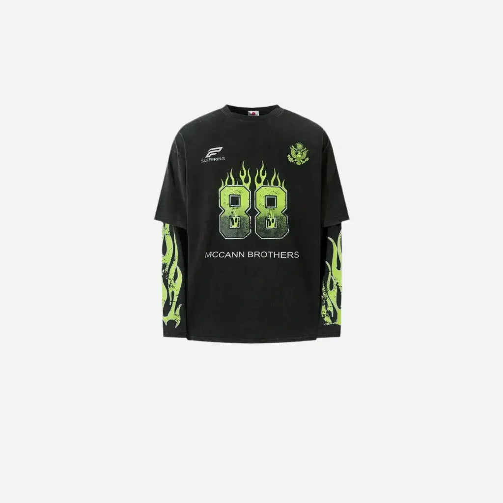 Vintage Flame Printed Long Sleeve Tee Hominus Denim