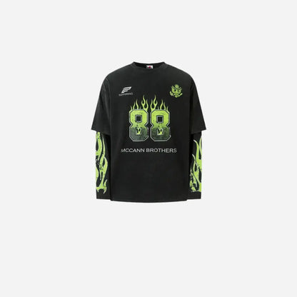 Vintage Flame Printed Long Sleeve Tee Hominus Denim