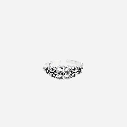 Vintage French Gothic Cross Silver Adjustable Ring Hominus Denim