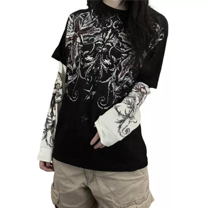 Vintage Gothic Long Sleeve Tops