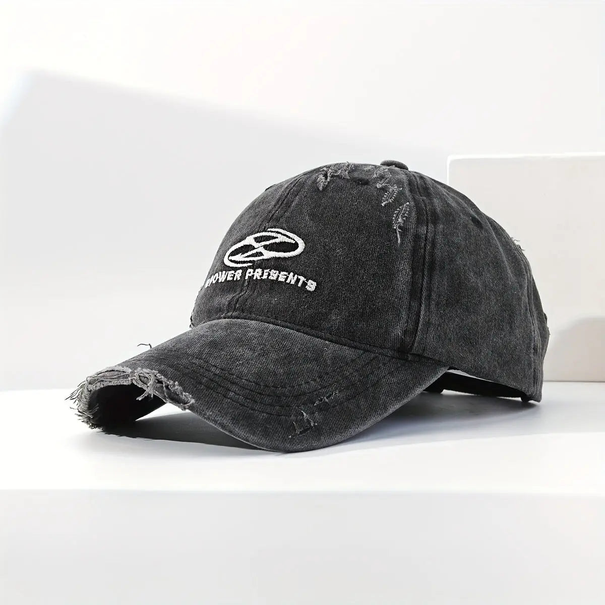 Vintage-Inspired Men's Denim Baseball Cap With Distressed Letter Design - Fashionable Streetwear Hominus Denim