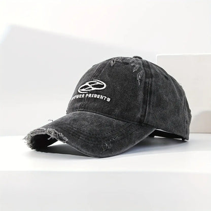 Vintage-Inspired Men's Denim Baseball Cap With Distressed Letter Design - Fashionable Streetwear Hominus Denim