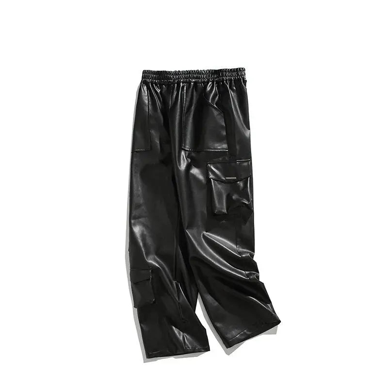 Vintage Leather Wide Leg Cargo Pants