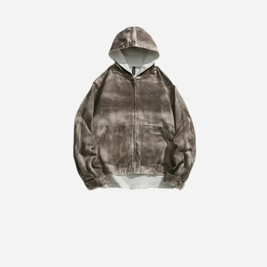 Vintage Mud Washed Embroidered Hooded Jacket Hominus Denim