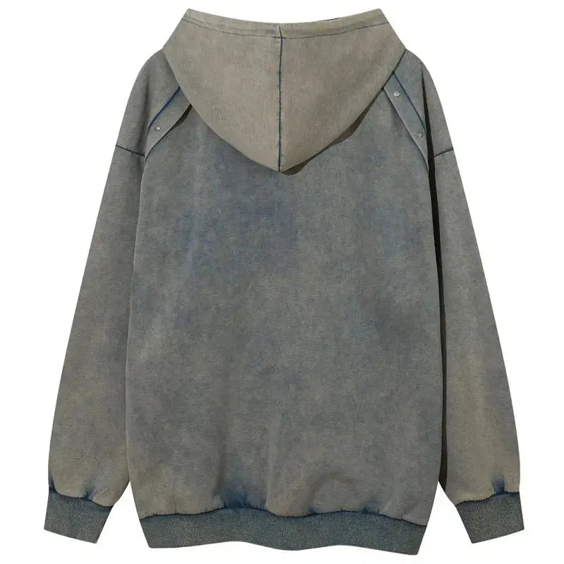 Vintage Oversized Hoodie Coat Streetwear Hip Hop Full Zip Up Washed Hooded Sweatshirt Y2K Men Harajuku Punk Gothic Loose Jackets Hominus Denim